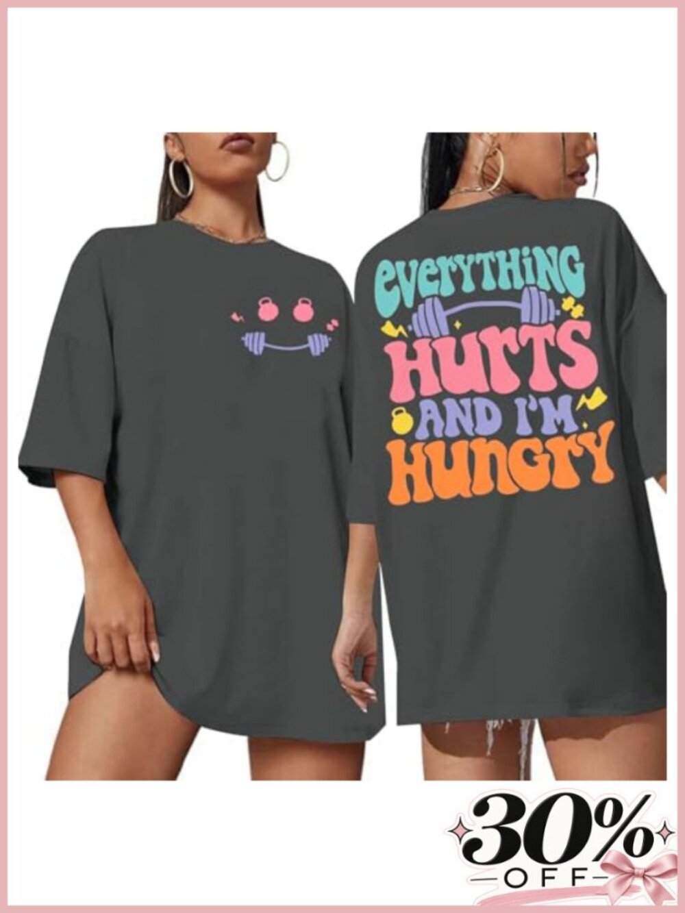 Funny Gym Shirt Oversized Tshirt Workout Tee Be Happy Lift Heavy